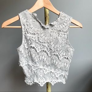 UO Cropped Lacey Top w/ Zipper back